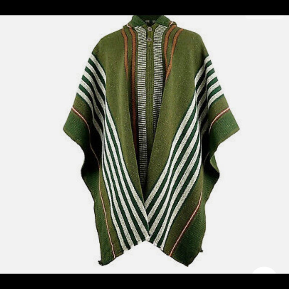 100% wool unisex hooded poncho